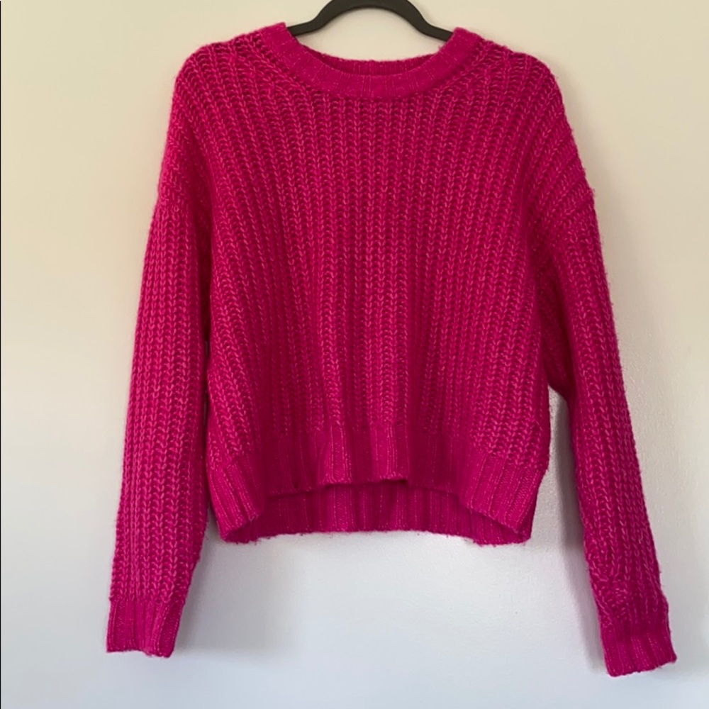 Hot pink cropped sweater